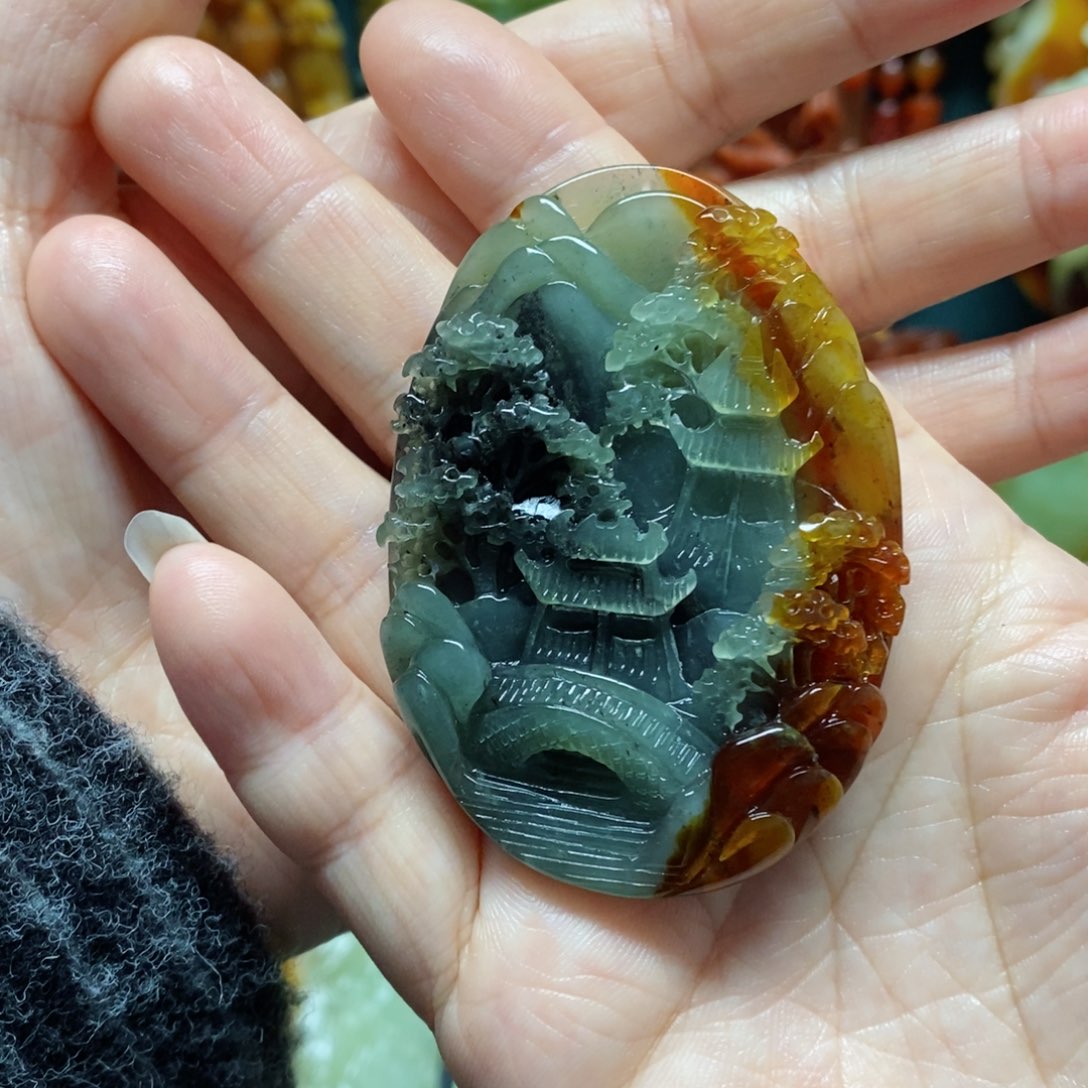 岫玉吊坠(赠链)未镶嵌浪*-
