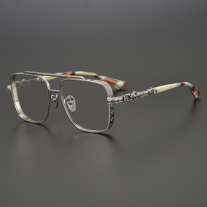 重磅潮镜！克罗设计款百搭纯钛方框太阳眼镜架大脸型配变色近视