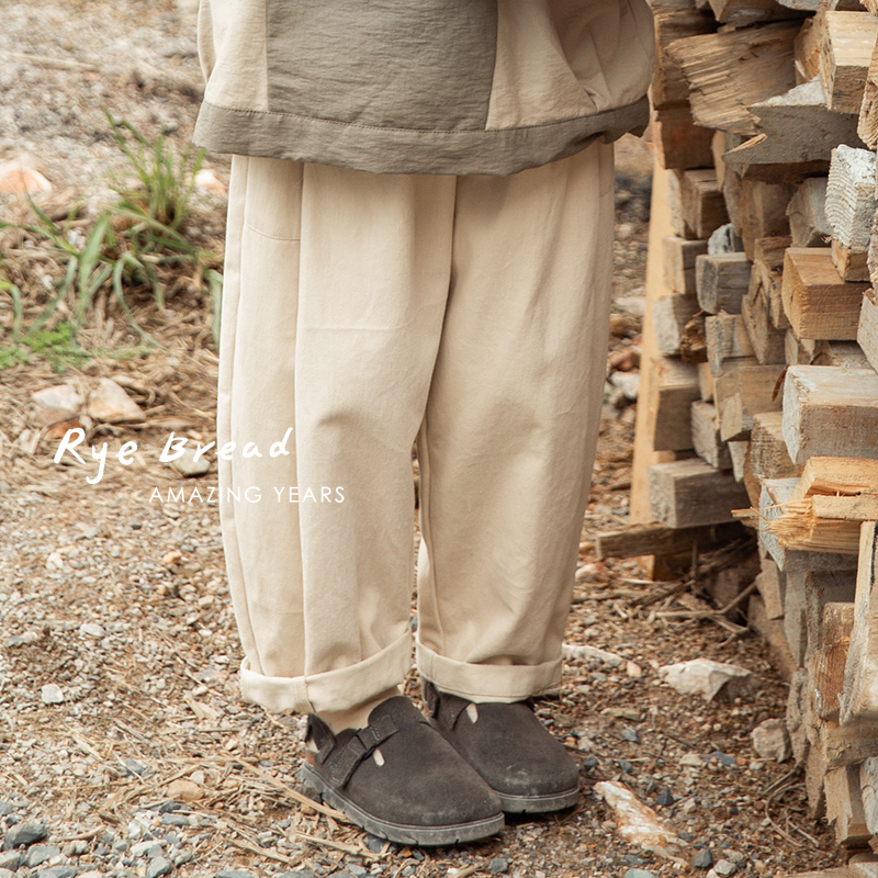 ryebread/黑面包童装 韩系拼接男中大童宽松纯色休闲裤4春秋