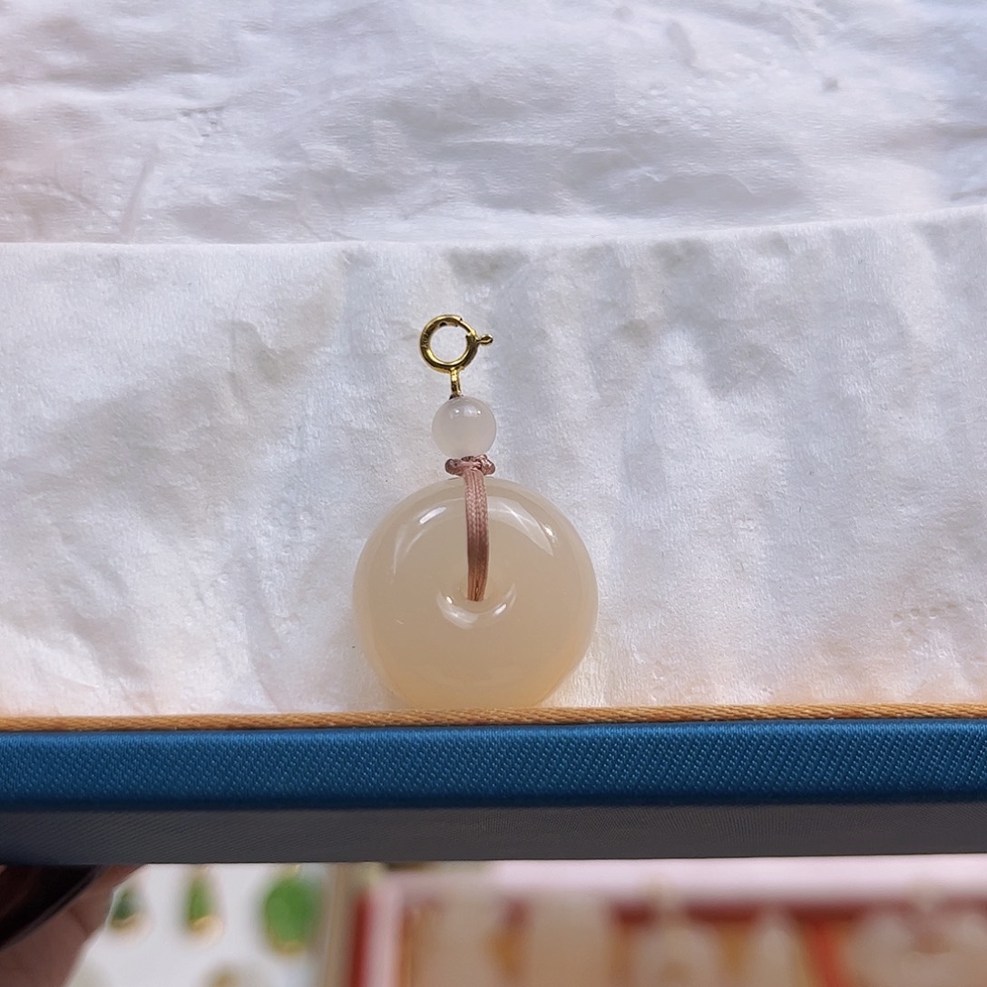 和田玉18K金镶嵌吊坠(不含链)