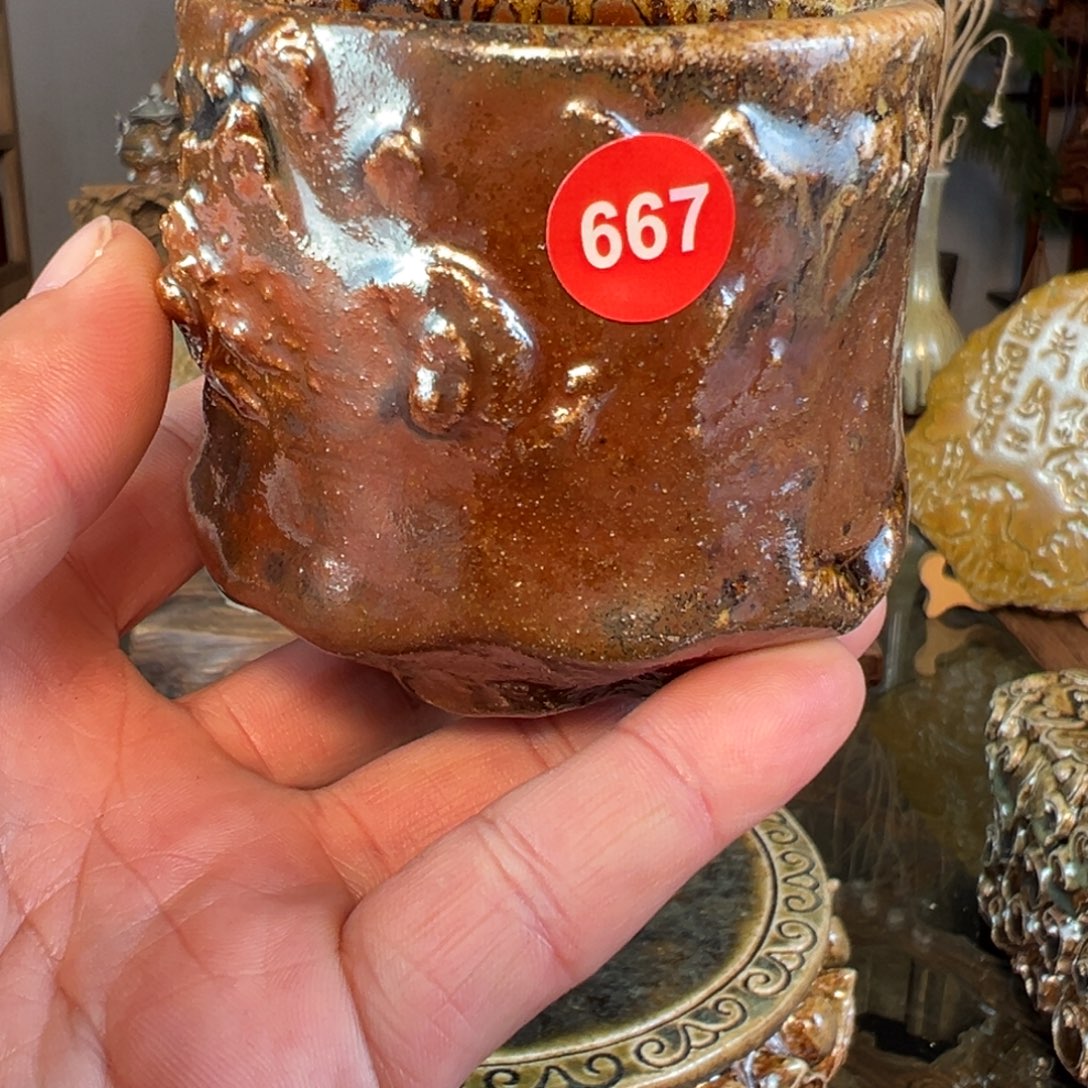 笑***幻杯667号手捏柴烧主人杯自然落灰釉