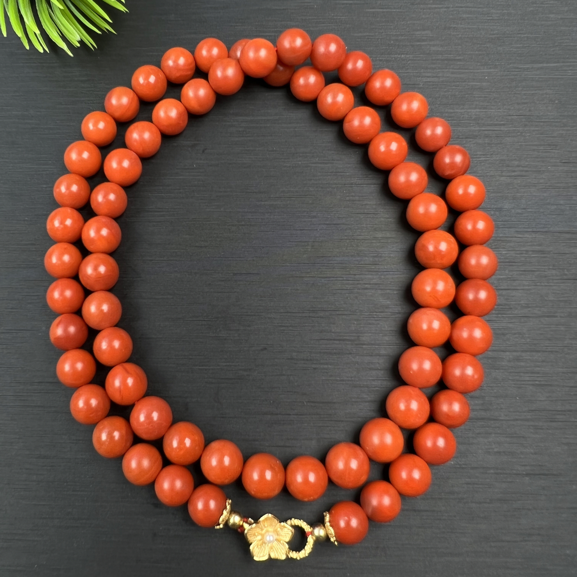 F76南红保山哑光满肉项链7mm+