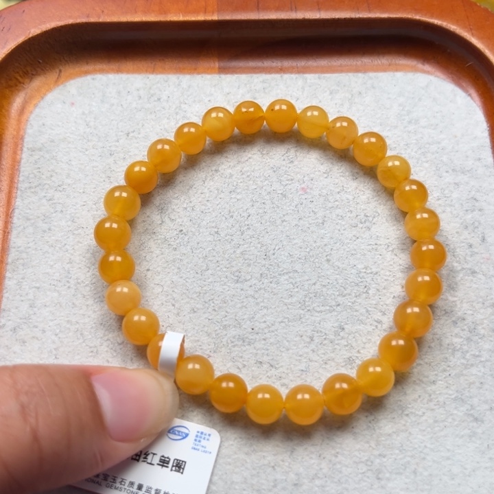 琥珀未镶嵌珠宝奇石M160号6.9+鸡油红