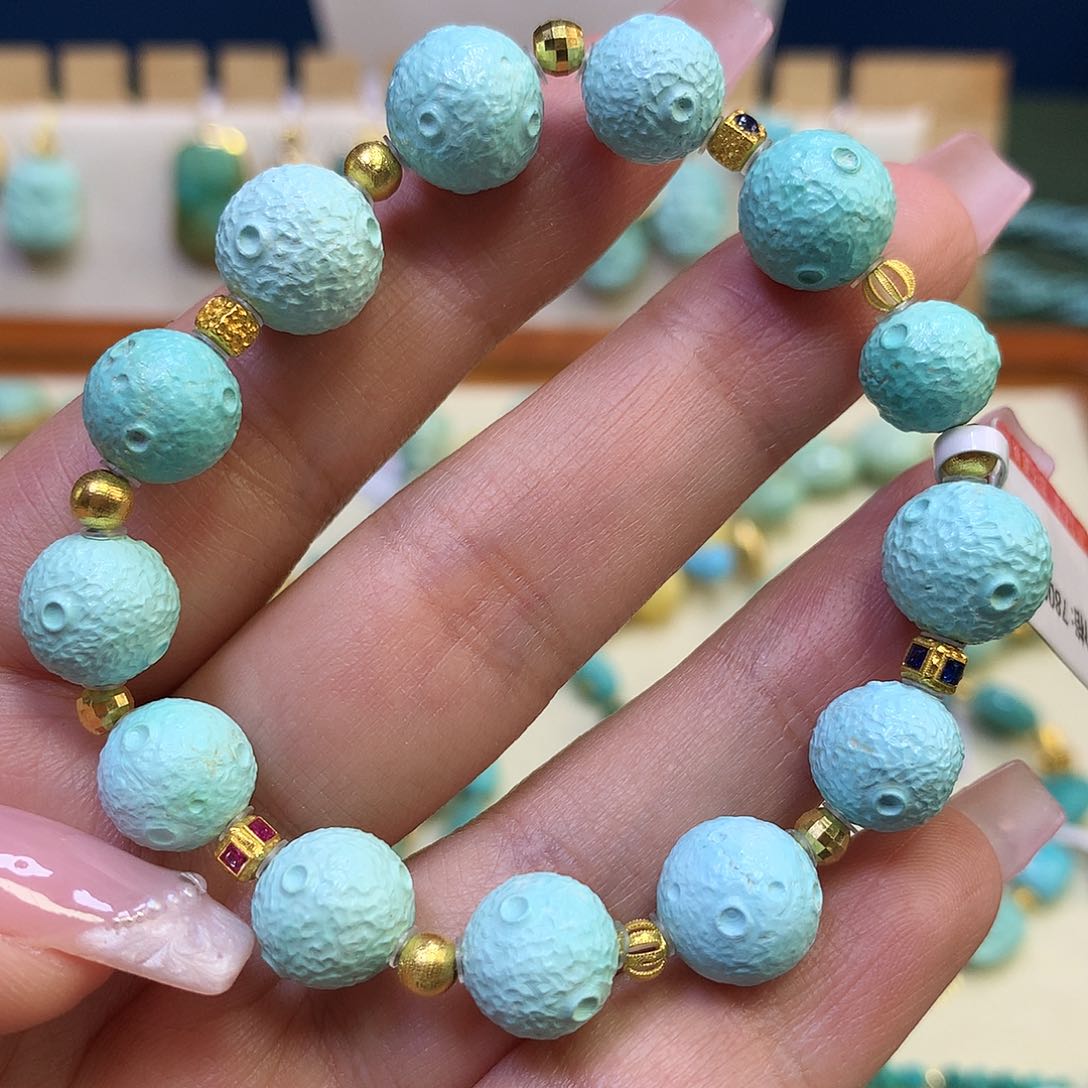 绿松石18K金镶嵌手串