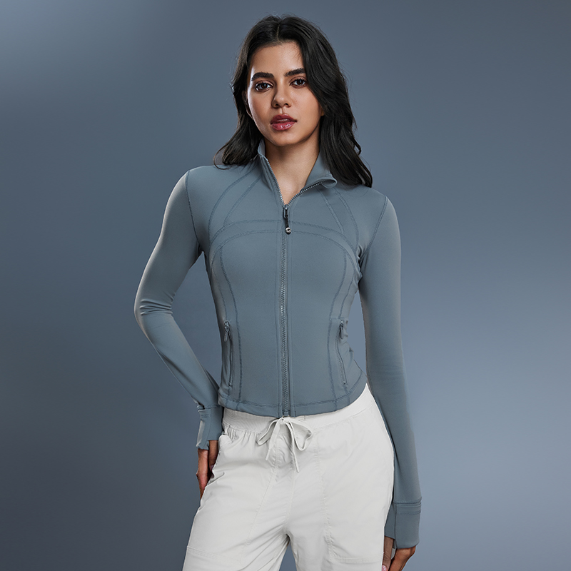 IuIu露露同款女士秋冬瑜伽运动风立领拉链修身短款开衫外套