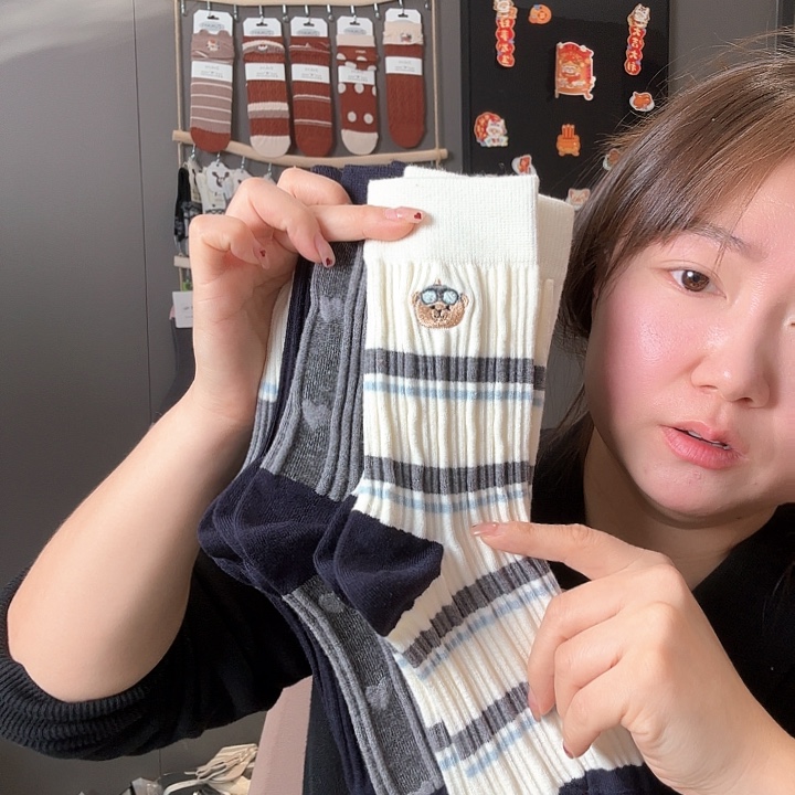 三醋酯纤维袜子女纯棉中腰修身