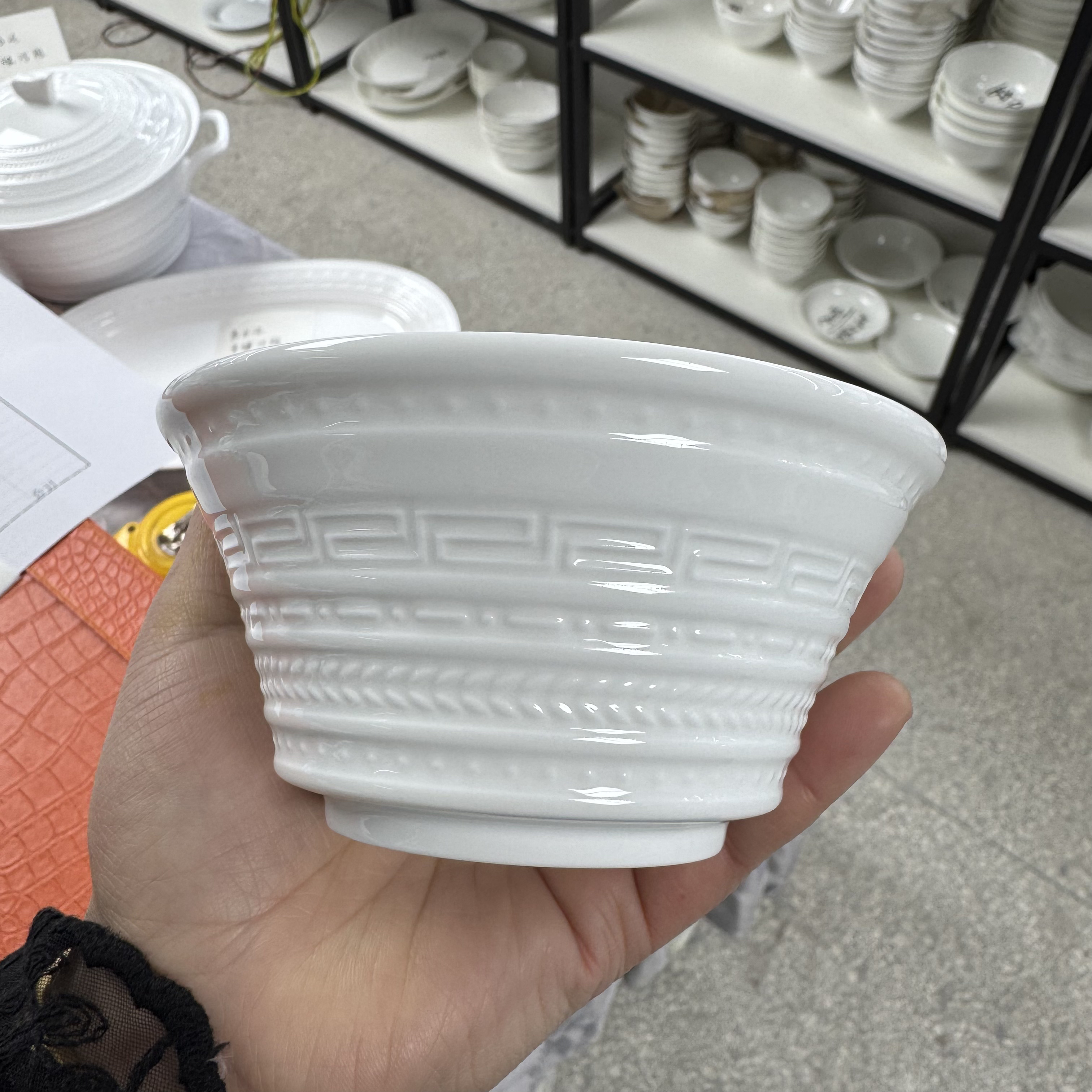 景德镇高白泥麦穗浮雕4.5寸米饭碗(两个)