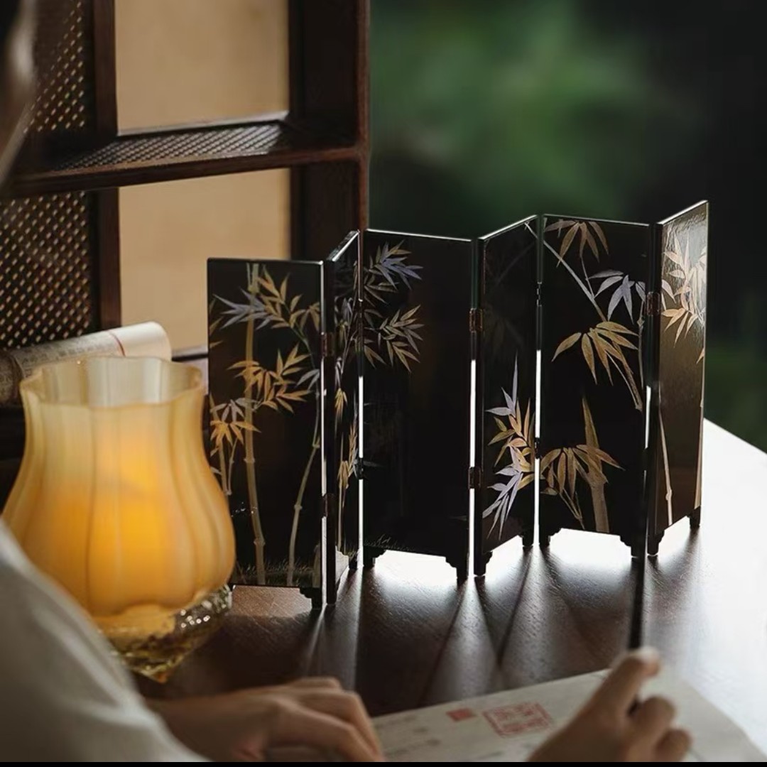 【包包爱茶器】·竹报平安鸟语花香双面屏风茶道配件