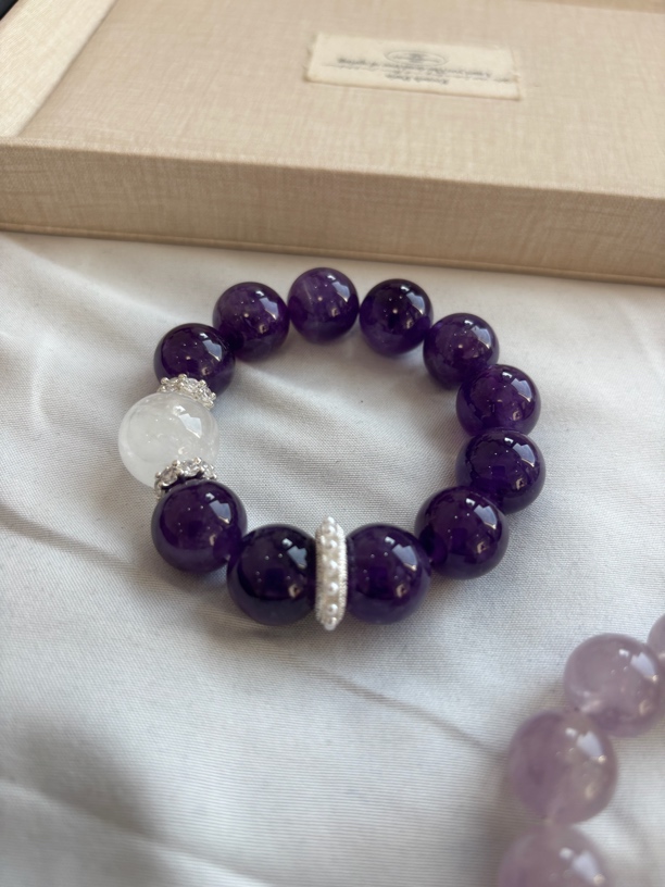 [柚金手作]手串14mm乌拉圭紫水晶设计款多样性发1