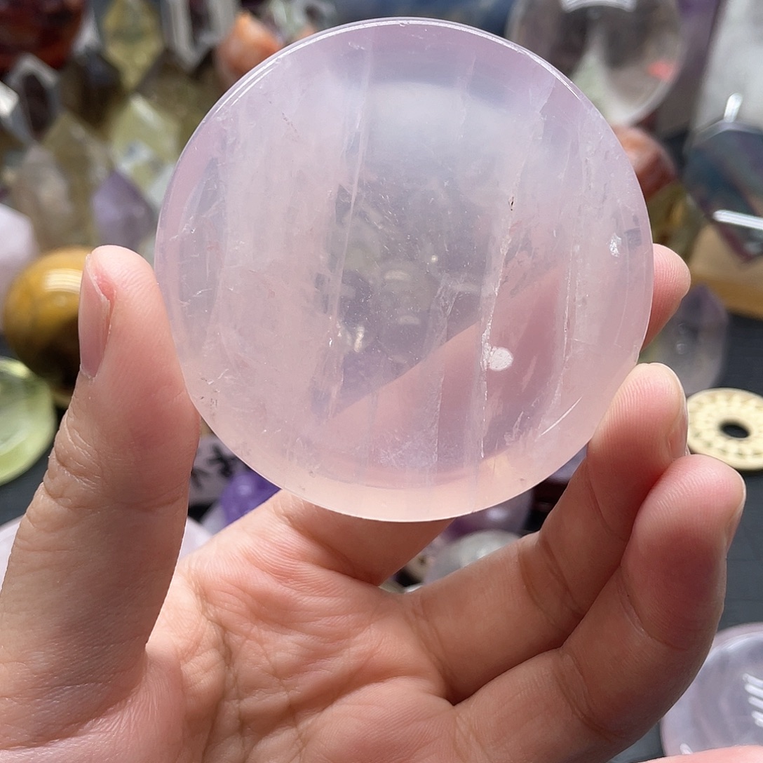 水晶珠宝半成品未镶嵌68粉水晶盘子