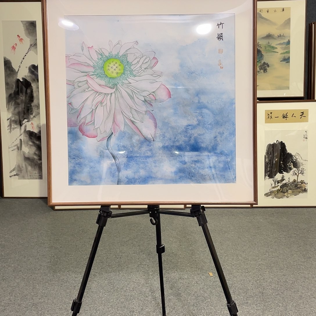 国画手绘画作品带框发货