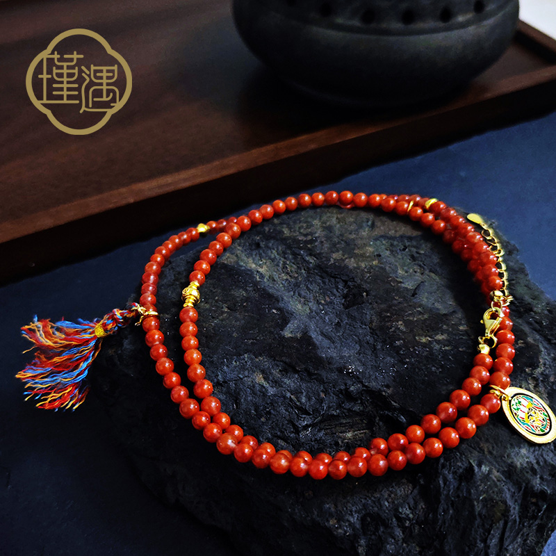 【绛云灵韵】天然南红灵动流苏款扎基拉姆设计款高级感长项链