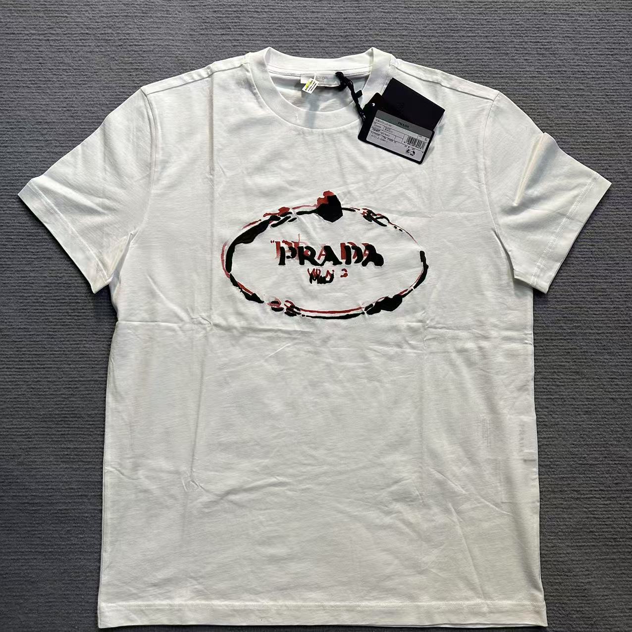 全新未使用 Prada/普拉达 /白色logo短袖/XL码