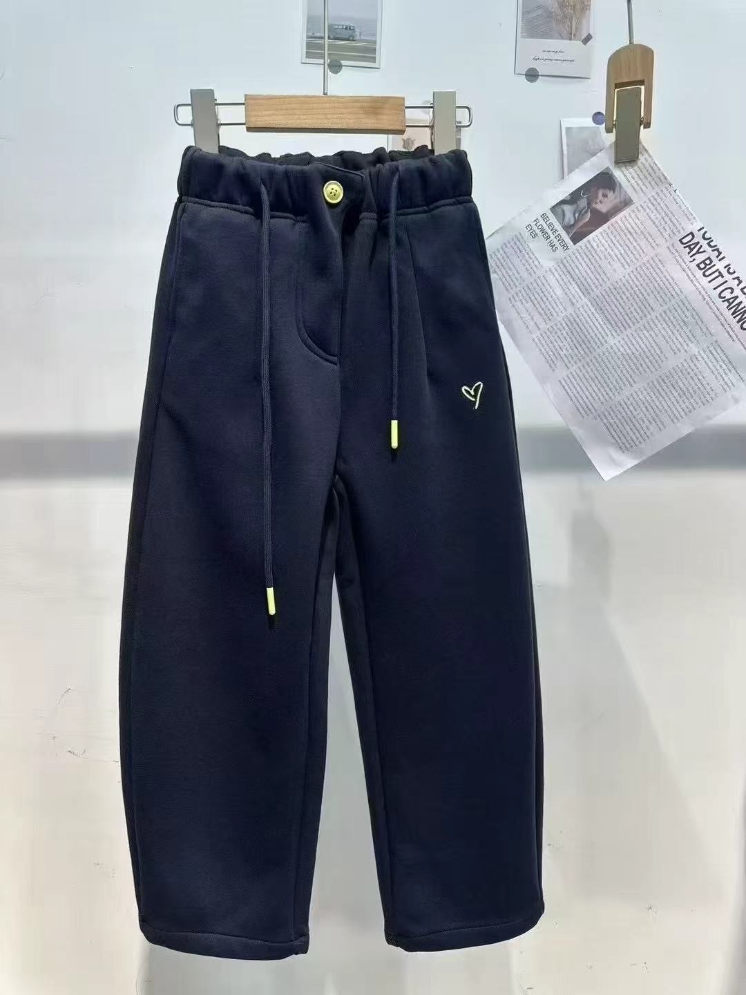 女童裤子秋装2025新款简约百搭刺绣休闲裤中大童韩版弯刀裤直筒裤