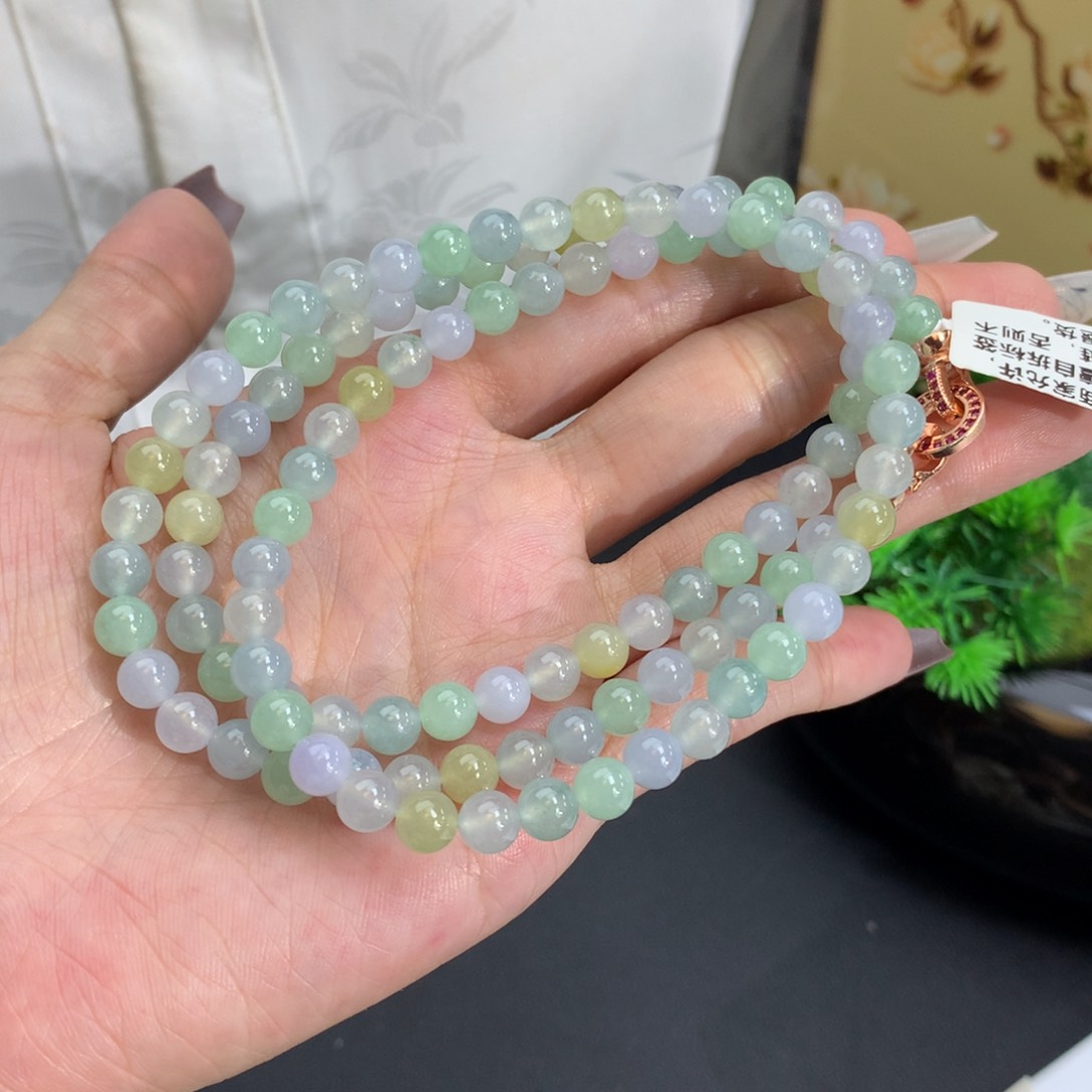 翡翠未镶嵌项链卡6冰胶马卡龙项链