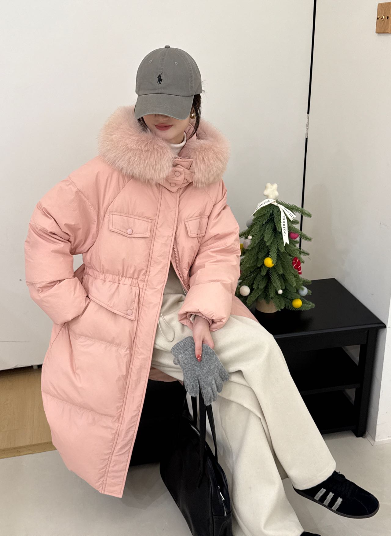 时尚长款毛领羽绒服中长款加厚韩版冬季