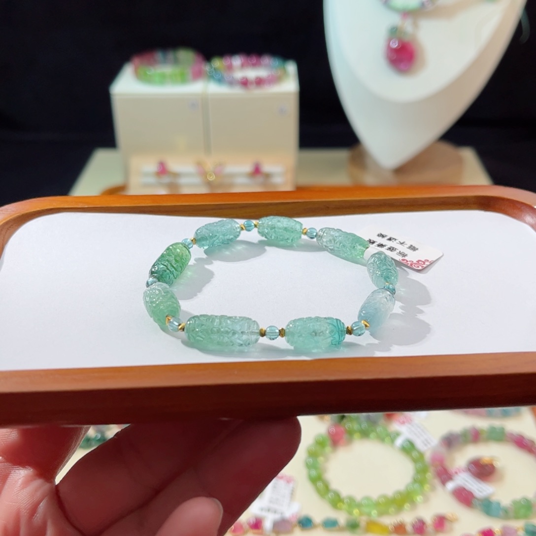 碧玺手串18K金镶嵌手串