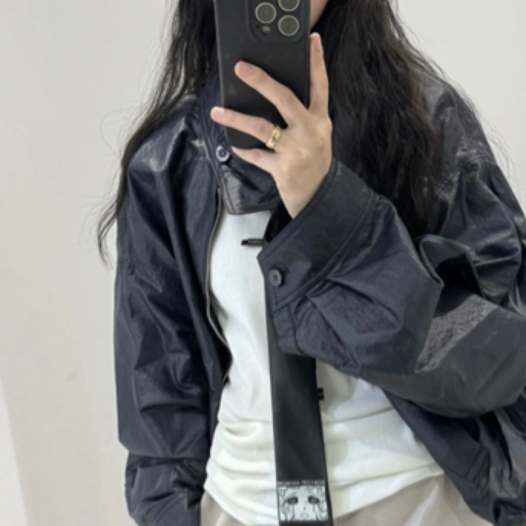 YCH 墨蓝色 宽松版型 花苞式风衣外套