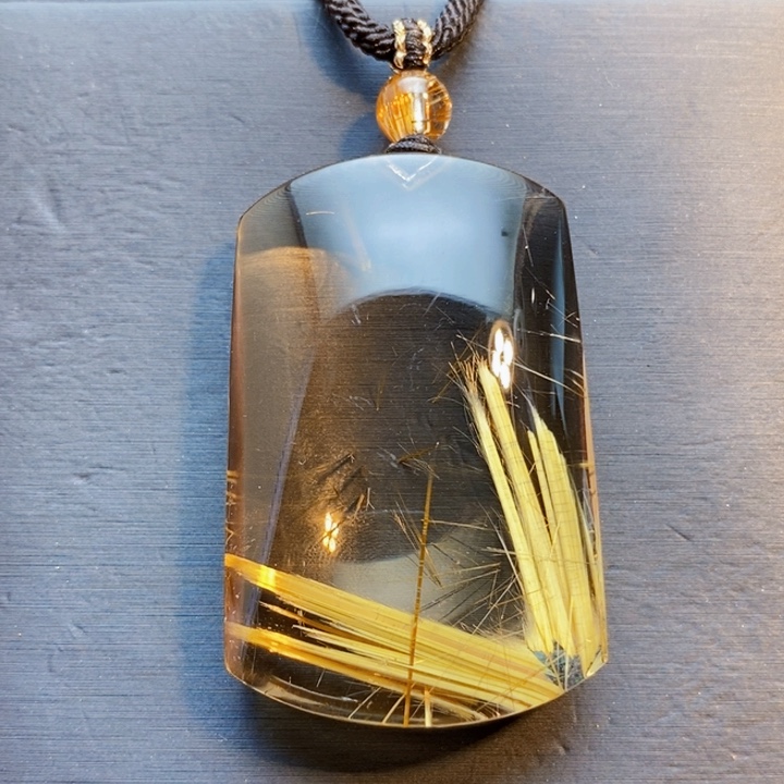 颈饰未镶嵌发晶天然清透体V型钛晶花无事牌