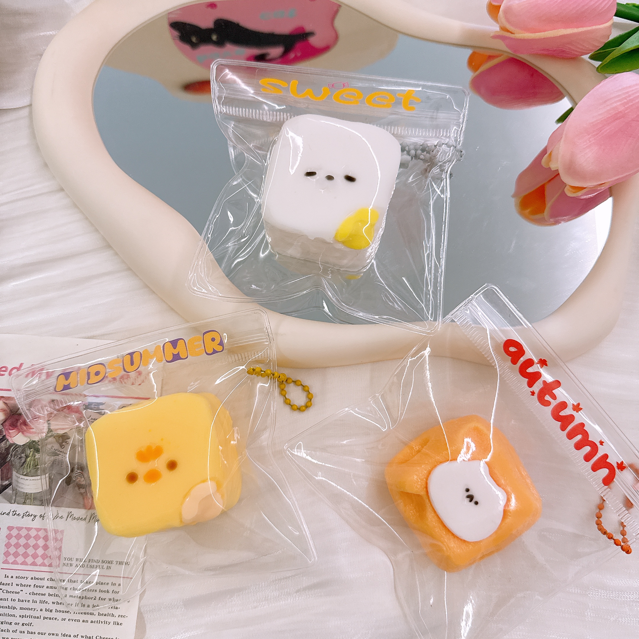 卡通芝士奶酪海豹捏捏乐食品级硅胶解压慢回弹挂件【全店满29包邮】