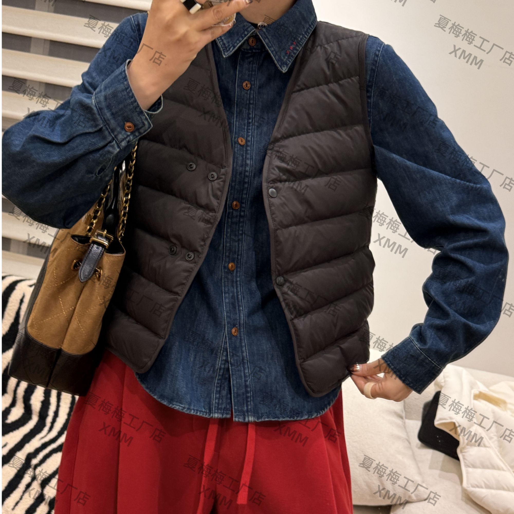 XMM.【90鹅三星绒小马甲羽绒服】冬季保暖时尚百搭休闲加厚纯色9986