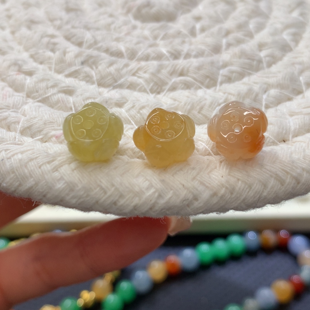 定制翡翠未镶嵌 毛货抛光定制 莲花珠 单颗价 多样性发其一