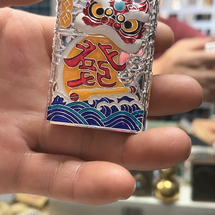首领珐琅彩狮佑财猫煤油打火机