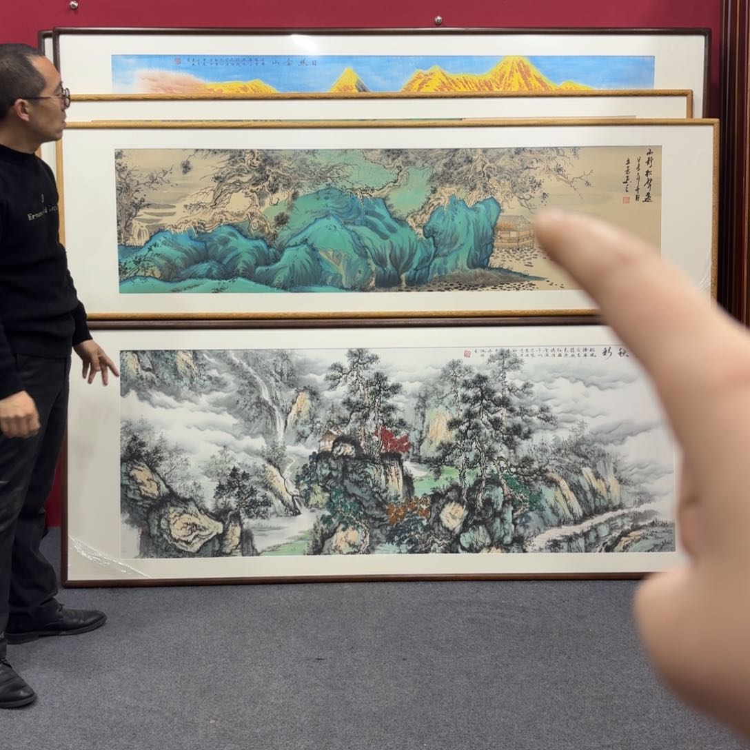 国画带框绘画210/60尺寸