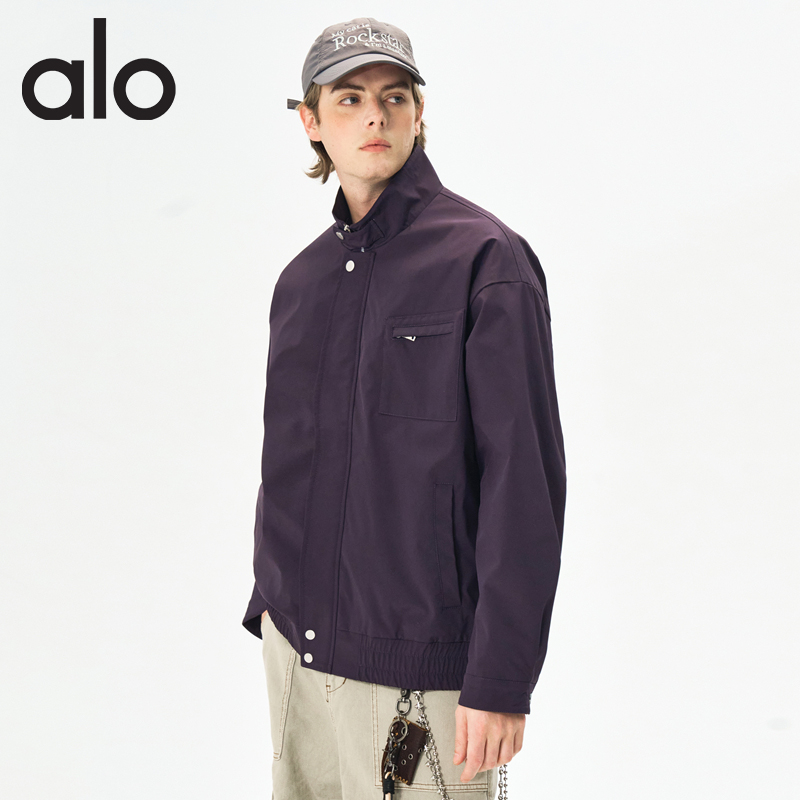 ALO早秋外套男简约直下摆翻领夹克防风秋季工装户外立领通勤外套