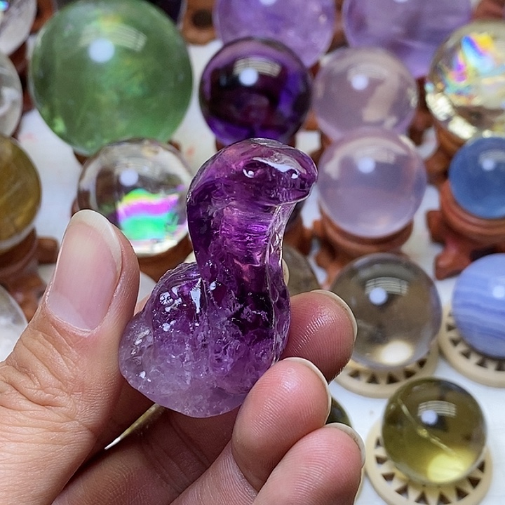 萤石紫萤石蛇未镶嵌