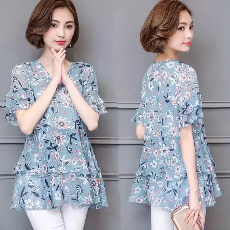 6500 GZA2洋气时尚春秋碎花衬衫百搭