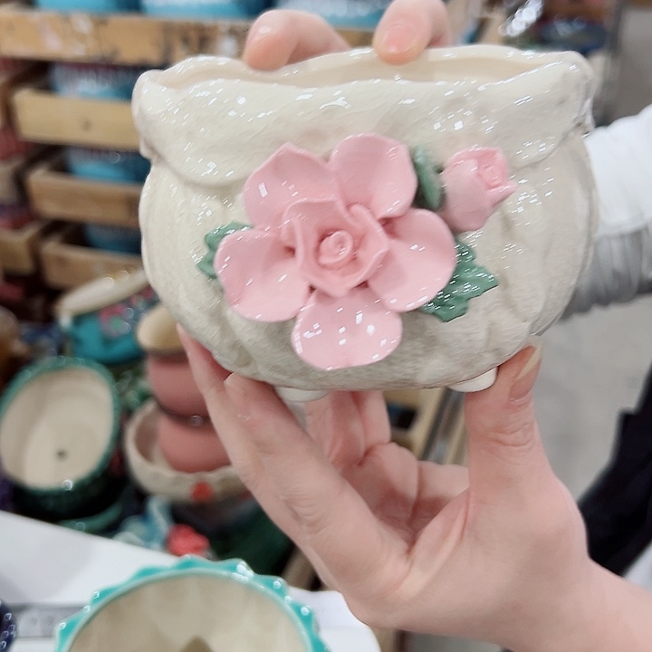 有孔.凑满10元发货多肉陶瓷花盆！