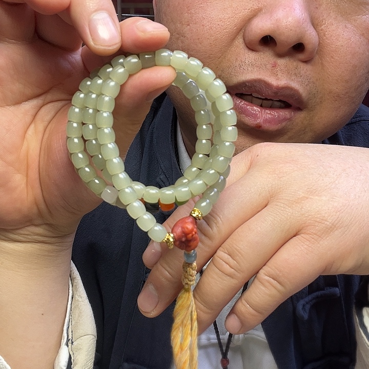 和田玉未镶嵌颈饰108文玩项链