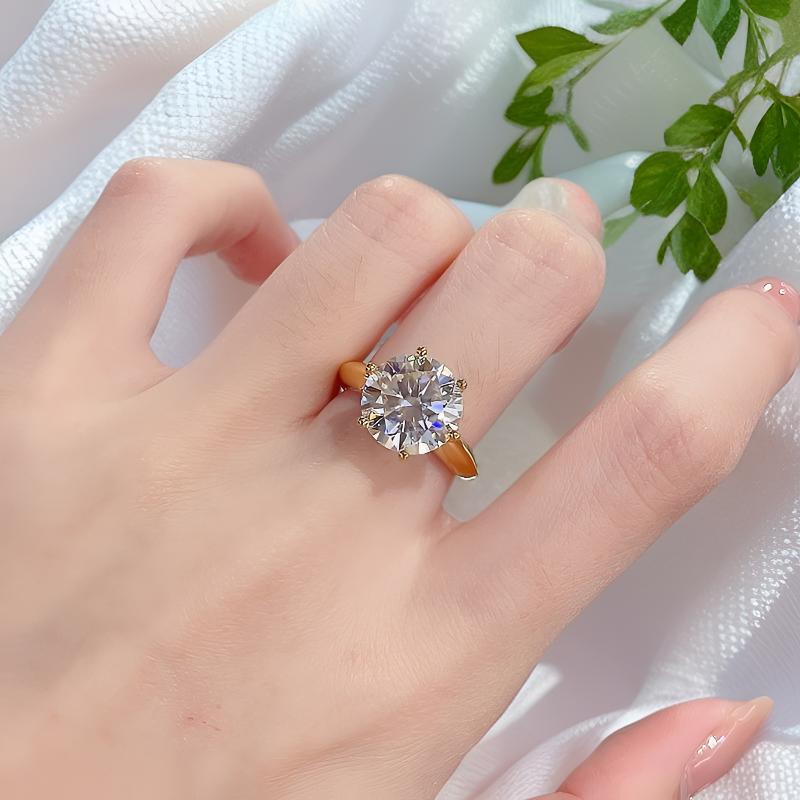 足金999 黄金首饰 5D镶嵌莫桑编号085款戒指 气质精致镶嵌时尚