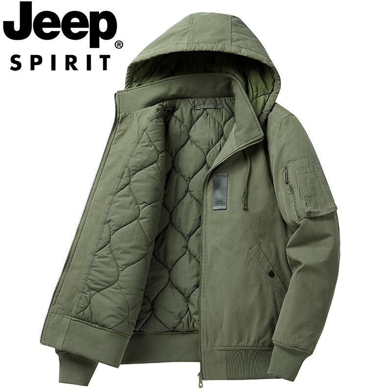 JEEP SPIRIT棉衣美式复古MA-1飞行员棉服男休闲纯棉外套夹棉加厚