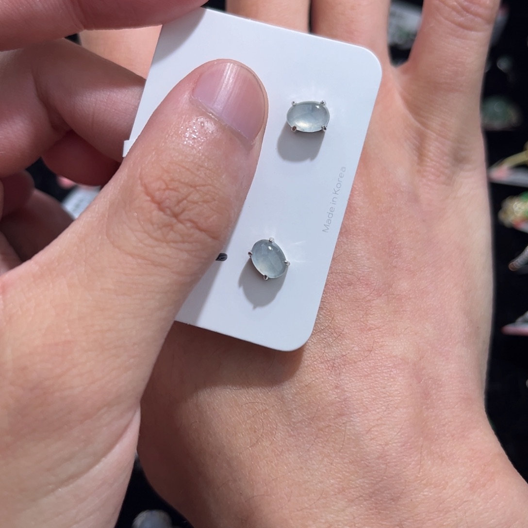 翡翠耳饰银S925镶嵌jjjkkm