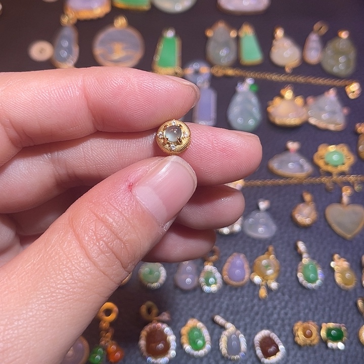 翡翠银S925镶嵌吊坠(不含链)天然翡翠