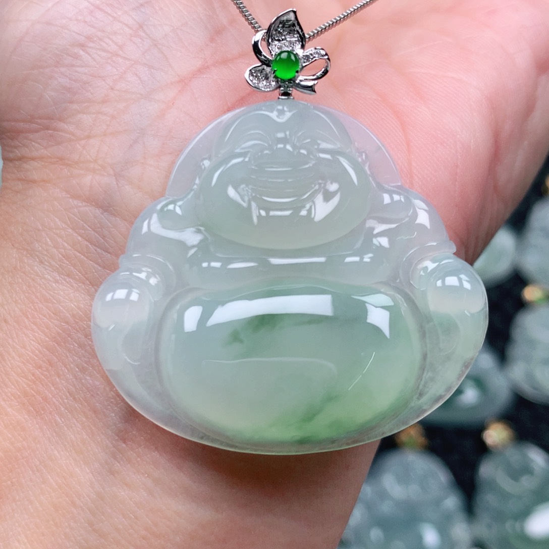 翡翠吊坠(不含链)18K金镶嵌