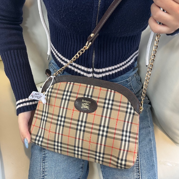 95新 BURBERRY/博柏利 XM/经典战马格纹贝壳单肩腋下THEE10629001