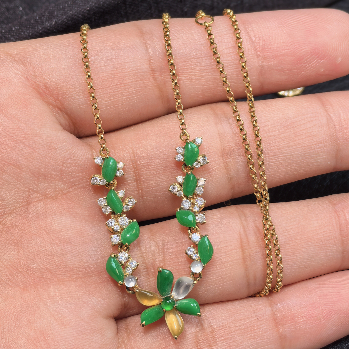 18ｋ金镶嵌随行翡翠套链