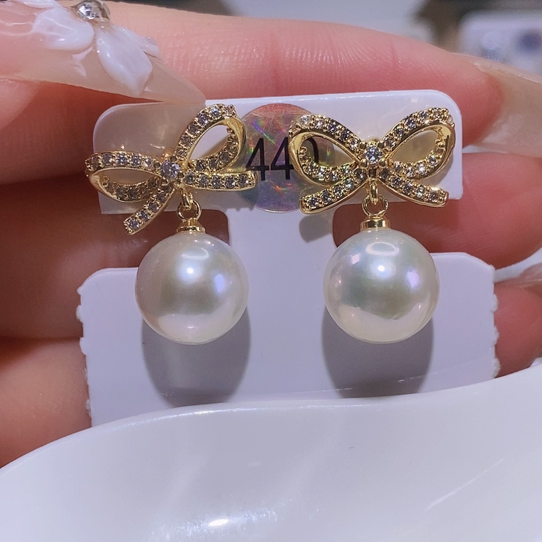 淡水珍珠耳饰银S925镶嵌