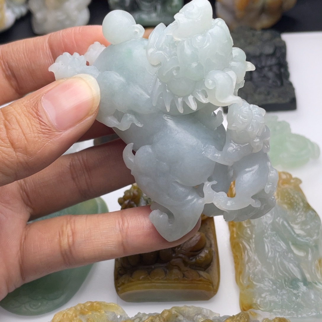 定制翡翠未镶嵌母子貔貅