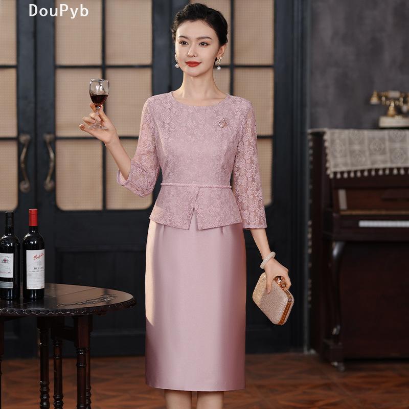 DouPyb轻奢新款中老年连衣裙高贵气质喜婆婆婚宴礼服小个大码年轻