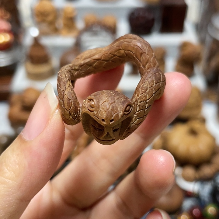 檀香木其他灵蛇戒横纹黑肉手工高货印度迈索尔老山檀香