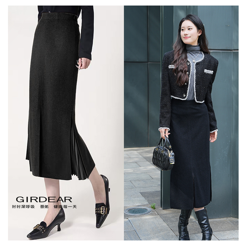 GIRDEAR/哥弟新款显瘦气质女士爆款舒适冬季裙子休闲半身裙