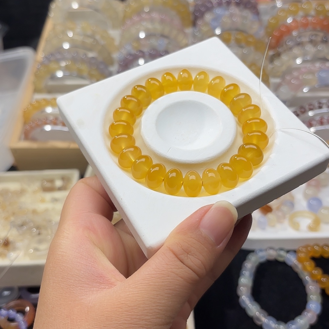 許***玛瑙/玉髓未镶嵌手链金算盘