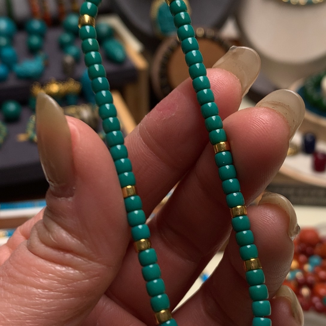 绿松石手串18K金镶嵌
