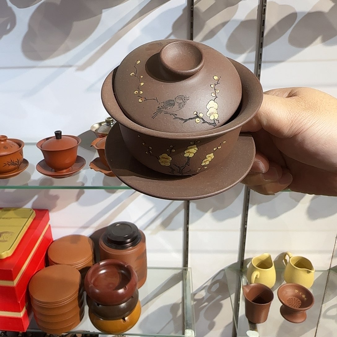 紫砂茶壶喜上眉梢盖碗