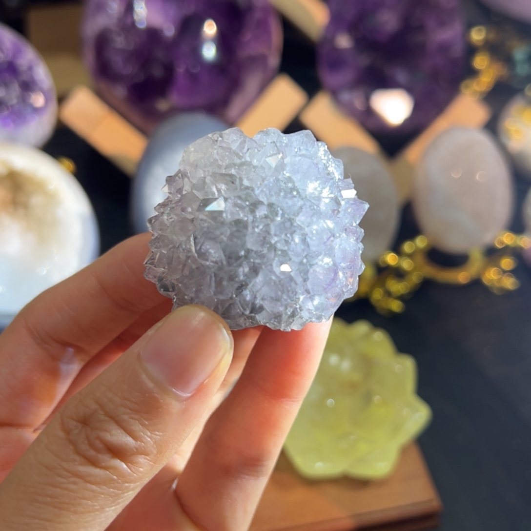 珠宝半成品紫晶未镶嵌16白水晶晶花