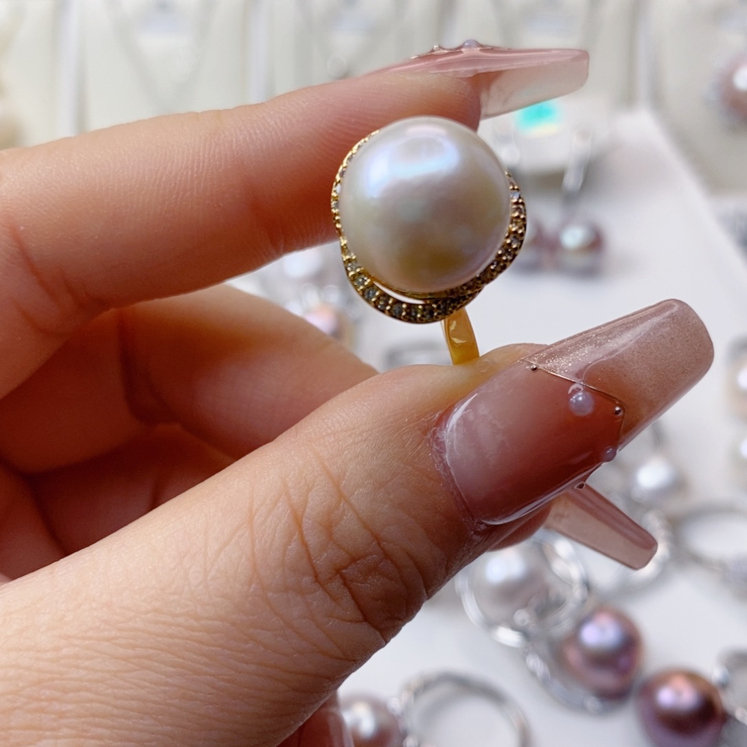 淡水珍珠戒指合金